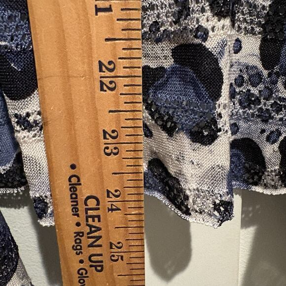 Alberto Makali Cardigan Women Small Blue Silk Blend Leopard Open Front Light - Picture 7 of 10